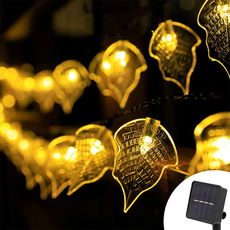 Novo led solar folha string luz ao ar livre luzes de fadas natal à prova dwaterproof água para guirlanda casamento decoração do jardim iluminação do feriado