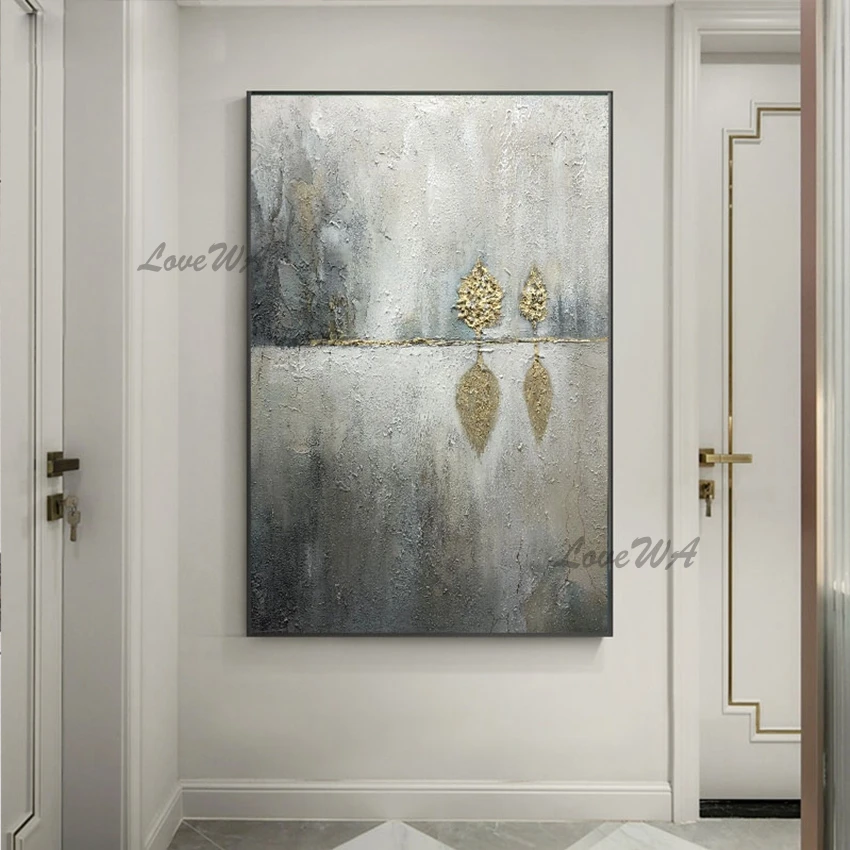 

Abstract Canvas Wall Art Modern New 2 Foil Trees Handmade Oil Painting On Canvas Wall Pictures For Living Room Home Decor