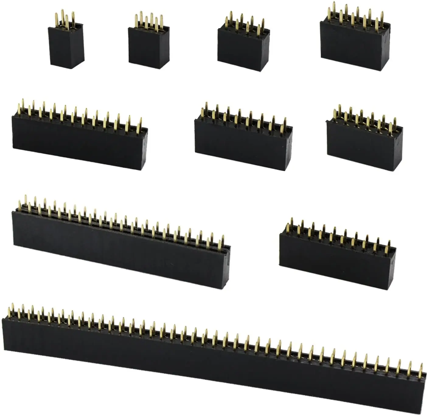 10 sztuk 2,54mm 2x/2/3/4/5/6/7/8/9/10/11/12/14/16/18/20/25/30/40 Pin dwurzędowe żeńskie prosty pin Header igły gniazdo Pin Strip