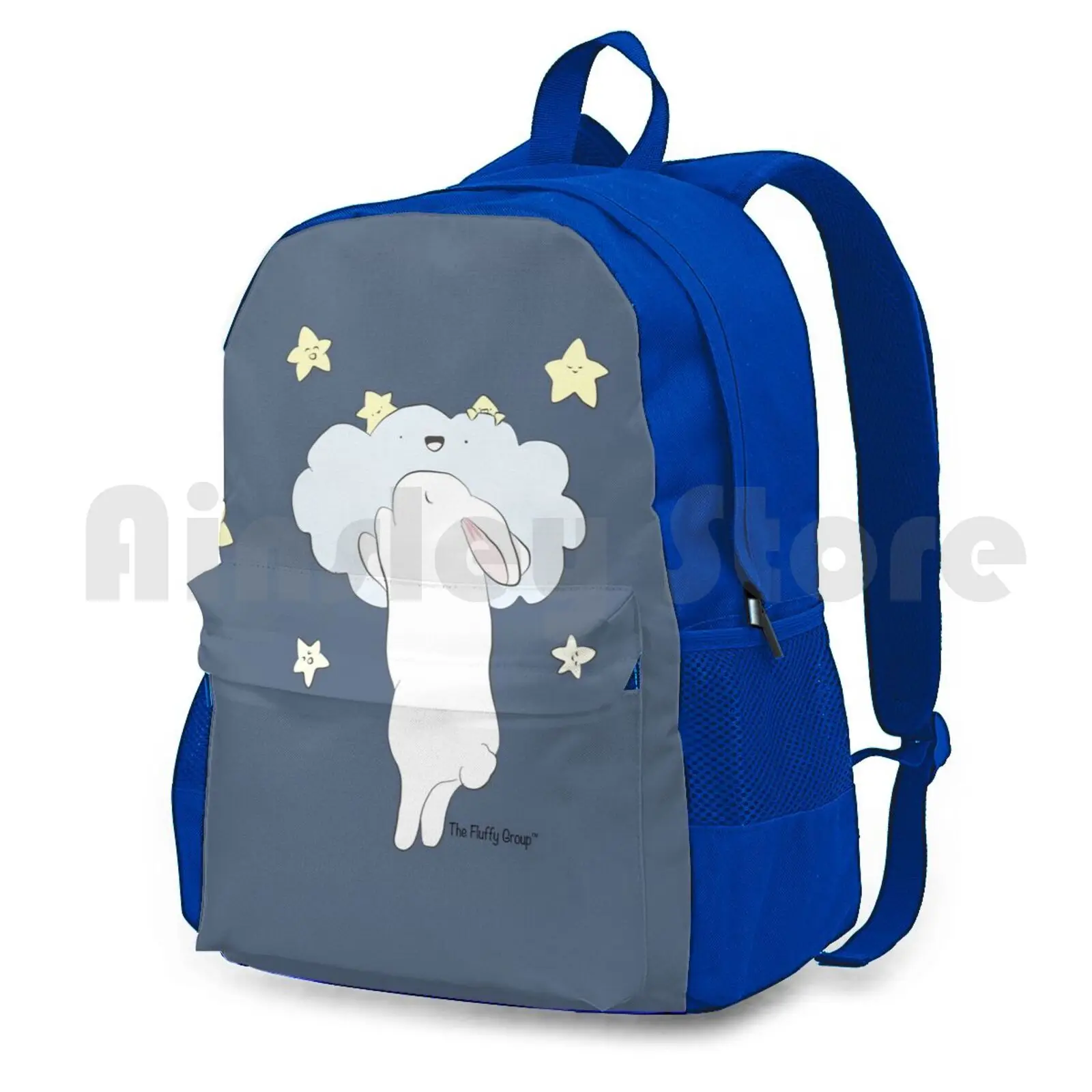 Sleepy Bunny Outdoor Hiking Backpack Waterproof Camping Travel Sleepy Cloud Bunny Rabbit Animals Night Sleep Pastel Kawaii Cute