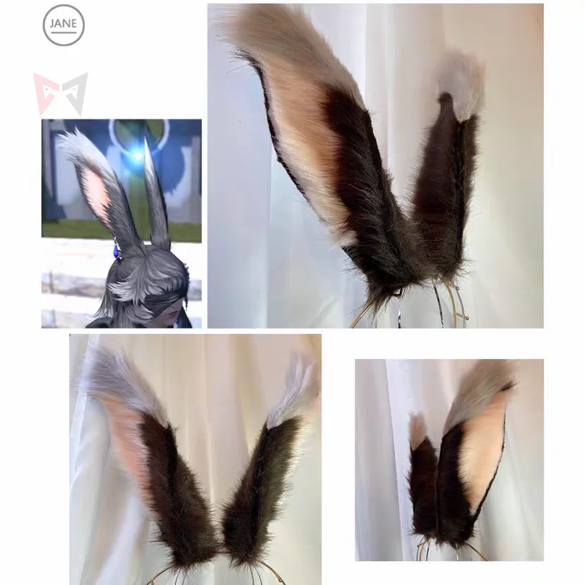 

MMGG New Big Black White Bunny Rabbit Ears Hairhoop Headwear Lolita Cosplay Game Costume Accessories Custom Made