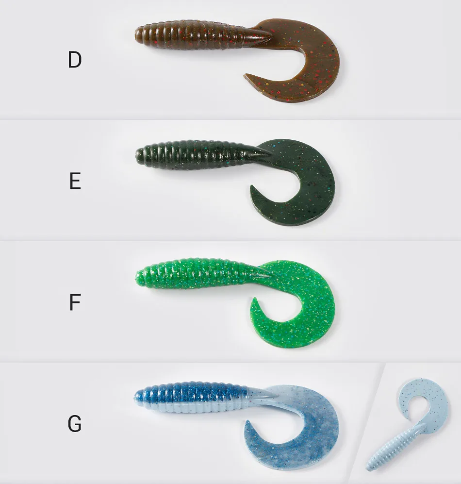 Bassland Silikonköder Grub Wurm 60 mm 85 mm lockiger weicher Angelköder künstliche Jigging-Wobbler Bass Pike Isca Leurre – Detail 6