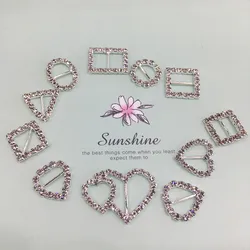 10pcs/lot Heart Round Square Oval Rhinestone Buckles for Hair DIY Jewelry Accessories Wedding Card Ribbon Decorative Buckles