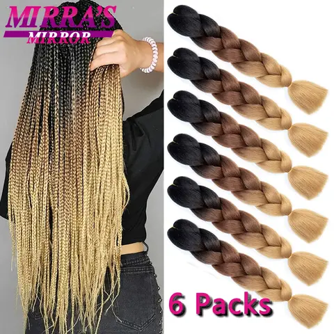 Extensiones de cabello trenzado Jumbo, 6 mechones, trenzas de pelo sintético de 24 pulgadas para caja DIY, pelo de ganchillo giratorio, venta al por mayor, envío directo