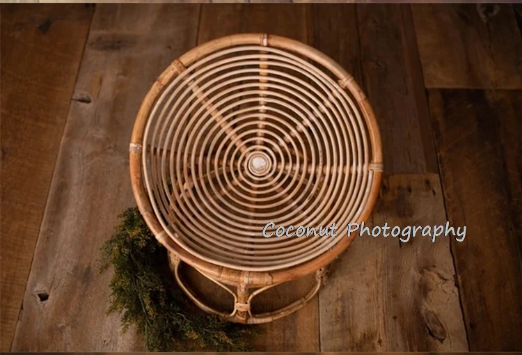 Coconut-Accesorios de fotografía para recién nacido, cama de tiro para bebé, cesta de roud tejida Vintage para niño y niña