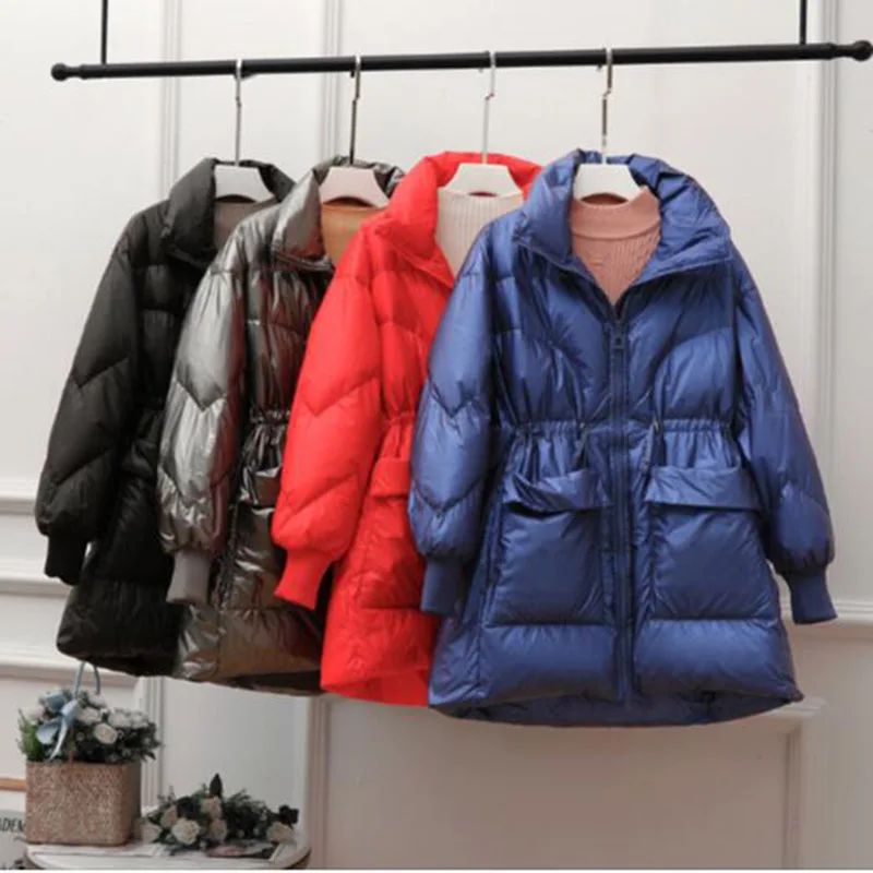 2020 New Winter jacket Women 90% White Duck Down Parkas Women Stand Collar Loose Long Down Coat Thick Warm Parka Outwear