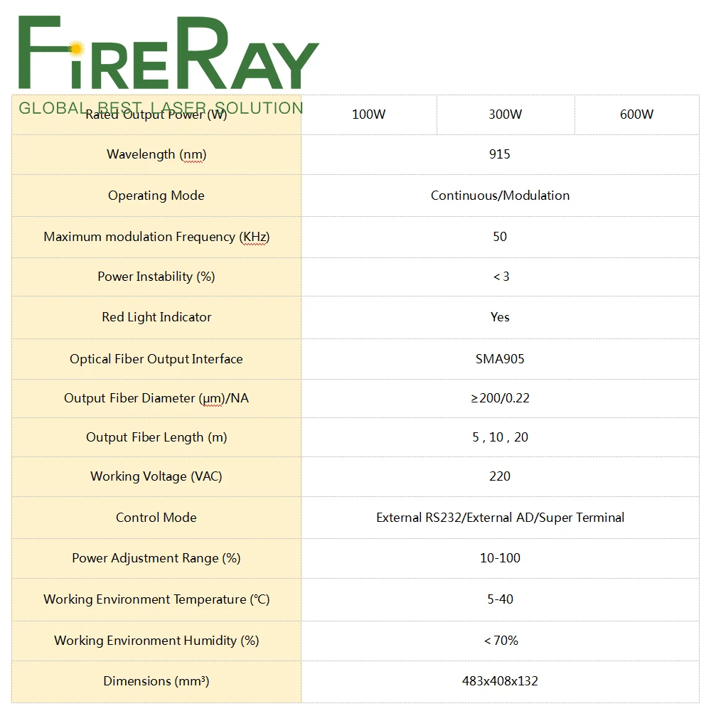 FireRay RECI Air cooled Direct Semiconductor Laser Source 100W 300W 600W for Plastic Welding Tin Welding Metal Sheet Welding