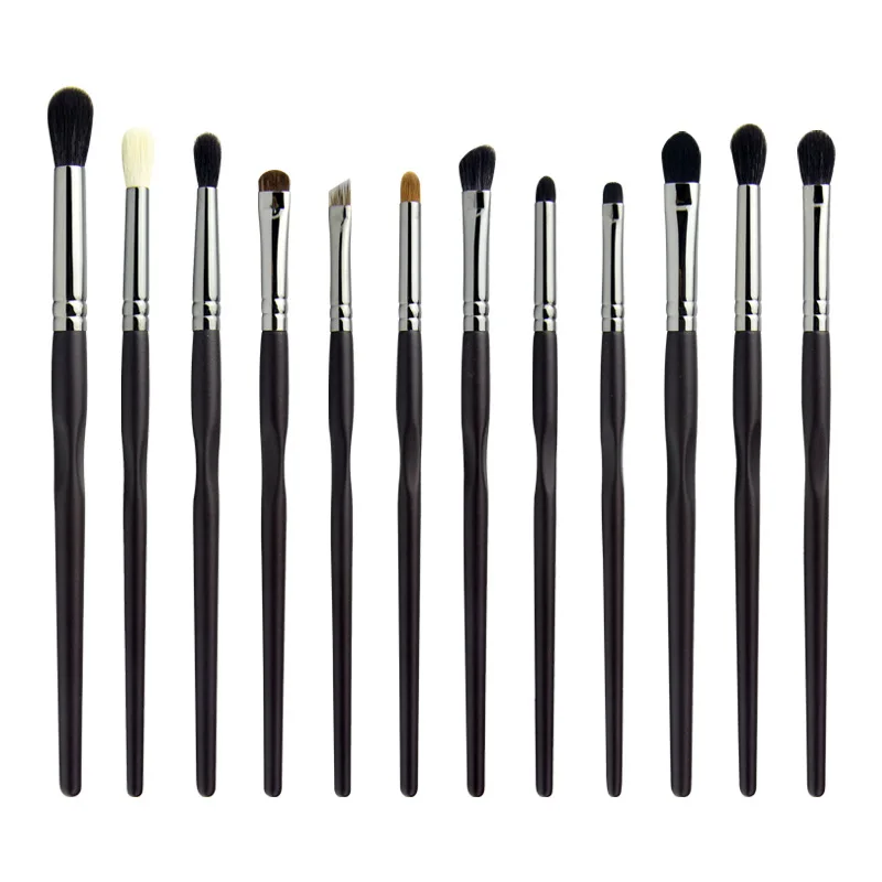 12pcs/set Black Professional Eye Makeup brushes set Eyeshadow make up brush full function Crease detail smudge Nose shadow mosan