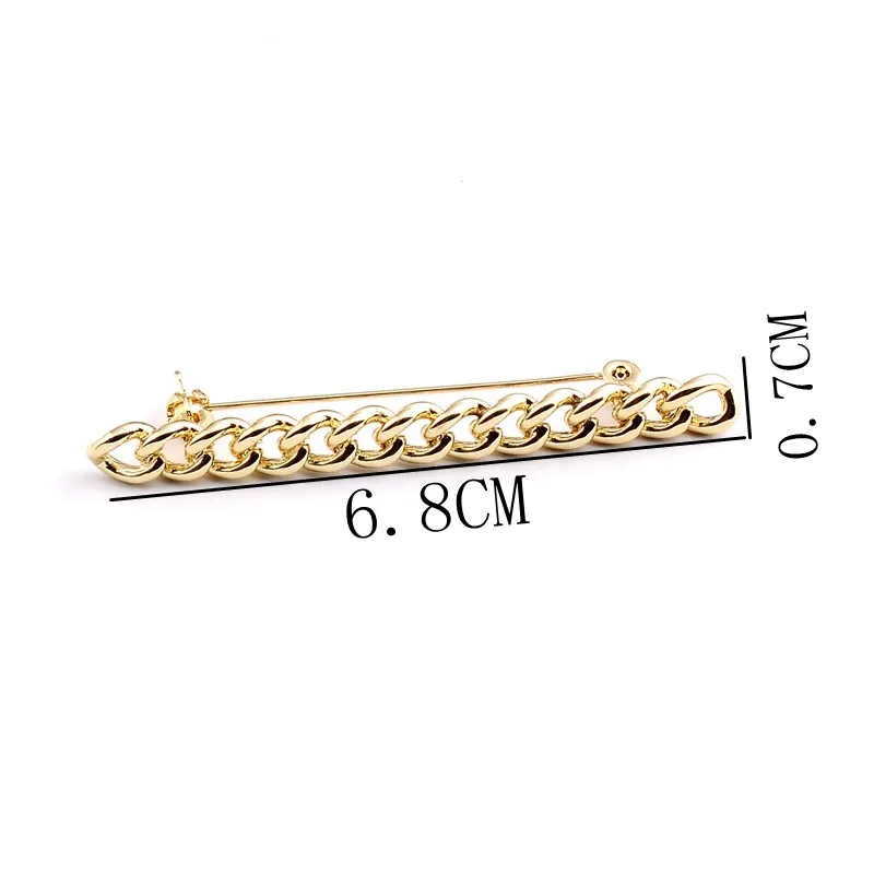 1 PCS Elegant Gold Color Alloy Hollow Chain Shape Brooches Women Men Trendy Alloy All-match Jewelry Clip Scarf Pins