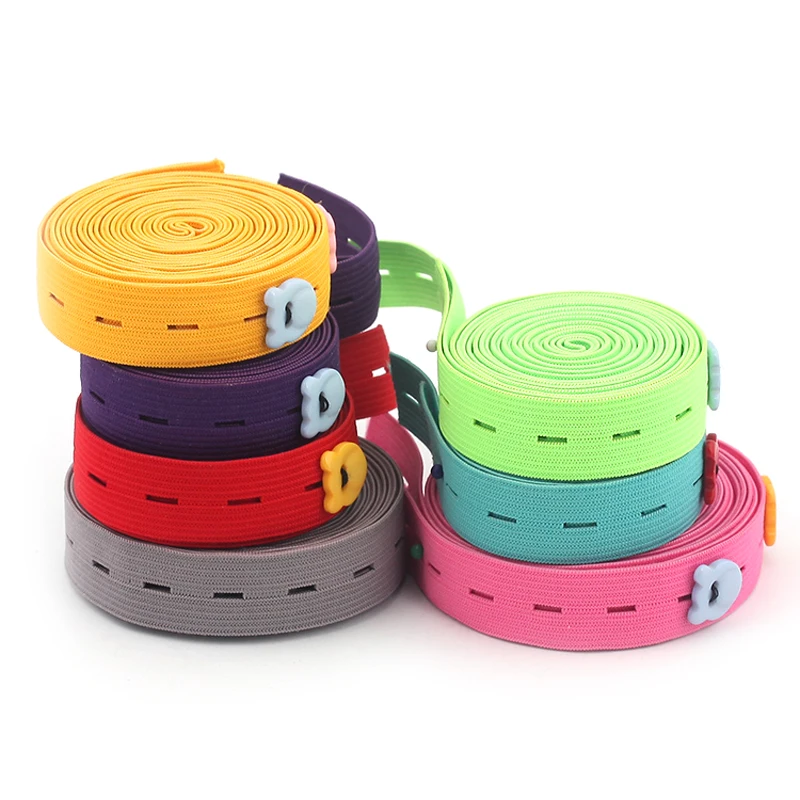 18mm Colorful Adjustable Flat Elastic Band with Button Holes Elastic Band for Baby Diaper Pregnant Garment Sewing Accessories 1M