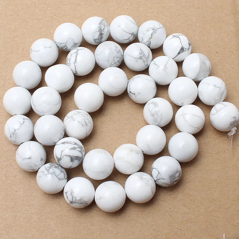 2/3/4/6/8/10/12mm Smooth Natural Howlite Stone Beads Round Loose Beads Diy Jewellery Making Bracelet Necklace 15\