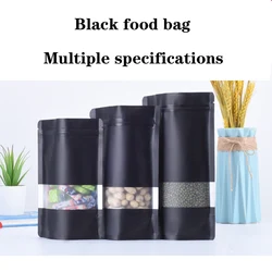 Stand up Matte Black Aluminum Foil Window Zip Lock Bag Resealable Coffee Powder Nuts Tea Pet Food Gifts Packing Pouches