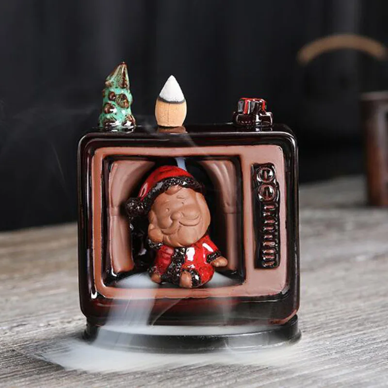 Creative Christams Gift Aromatherapy Burner Santa Claus Backflow Incense Furnace Watch Snowman Chan Festival Home Decor