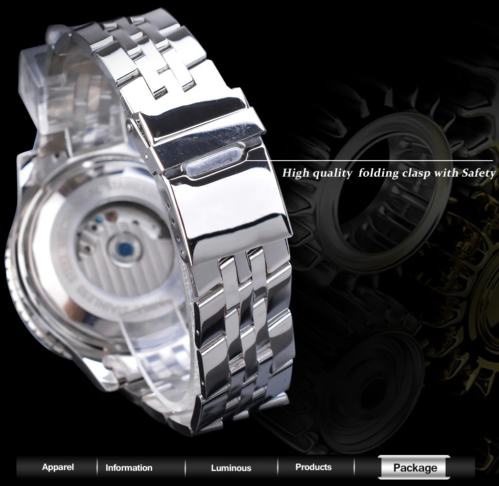 Imagem -05 - Jaragar Automático Mecânica Moda Masculina Relógios Aviação Toubillon Prata Calendário de Luxo Pulseira Aço Inoxidável Relógio de Pulso