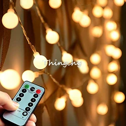 waterproof Cherry ball Fairy Lights Battery/USB Powered String Light with Remote Control for Bedroom Patio Garden