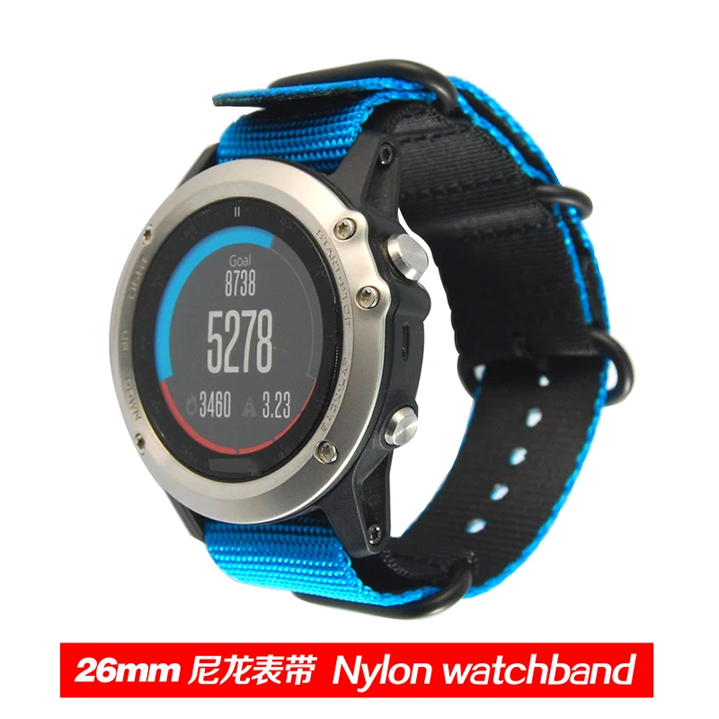 Blue-Black lengthen 24mm 26mm Watch Band Tactical Military Diving Nylon Waterproof