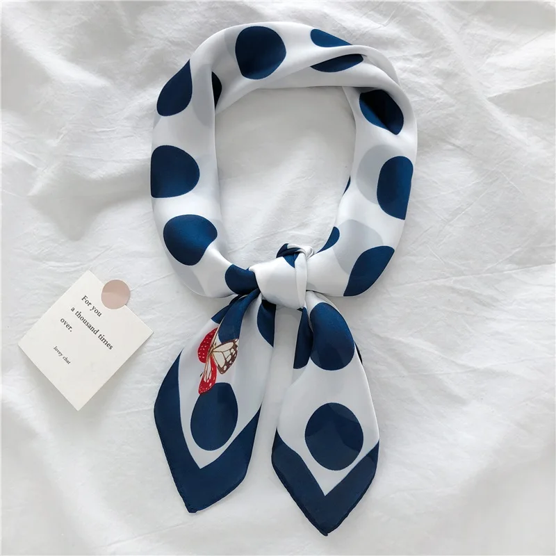 Luna&Dolphin Women Spring  Square Scarf 70X70CM Green Dot Rose Cartoon Chiffon Silk  Elegant Flower Camera Headband Hair Bandana