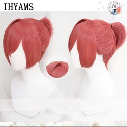 Mitsuba Cosplay Wig Pink Ponytail Synthetic Hair Long Bnags Jibaku Shounen Hanako-kun Cosplay Halloween Hair Role Play + Wig Cap