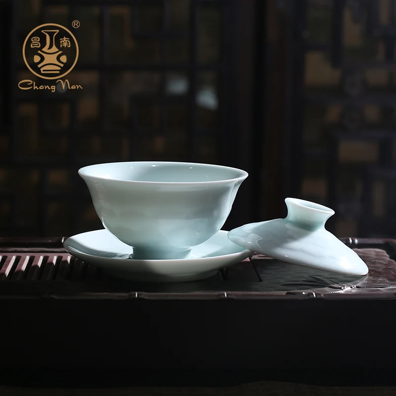 |Chang nan kung fu tea tureen bowl large only three bowl of jingdezhen ceramic tea cup to bowl