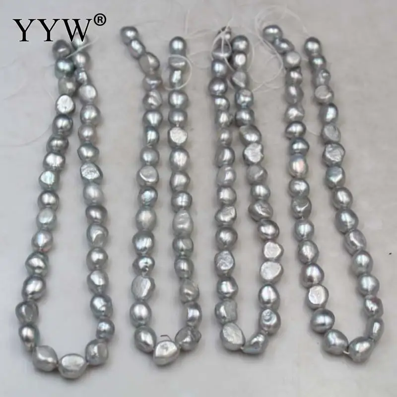 

9-11mm Cultured Baroque Freshwater Pearl Beads Natural Irregular Silverr Pearl 37cm for Jewelry making DIY Bracelet Necklace