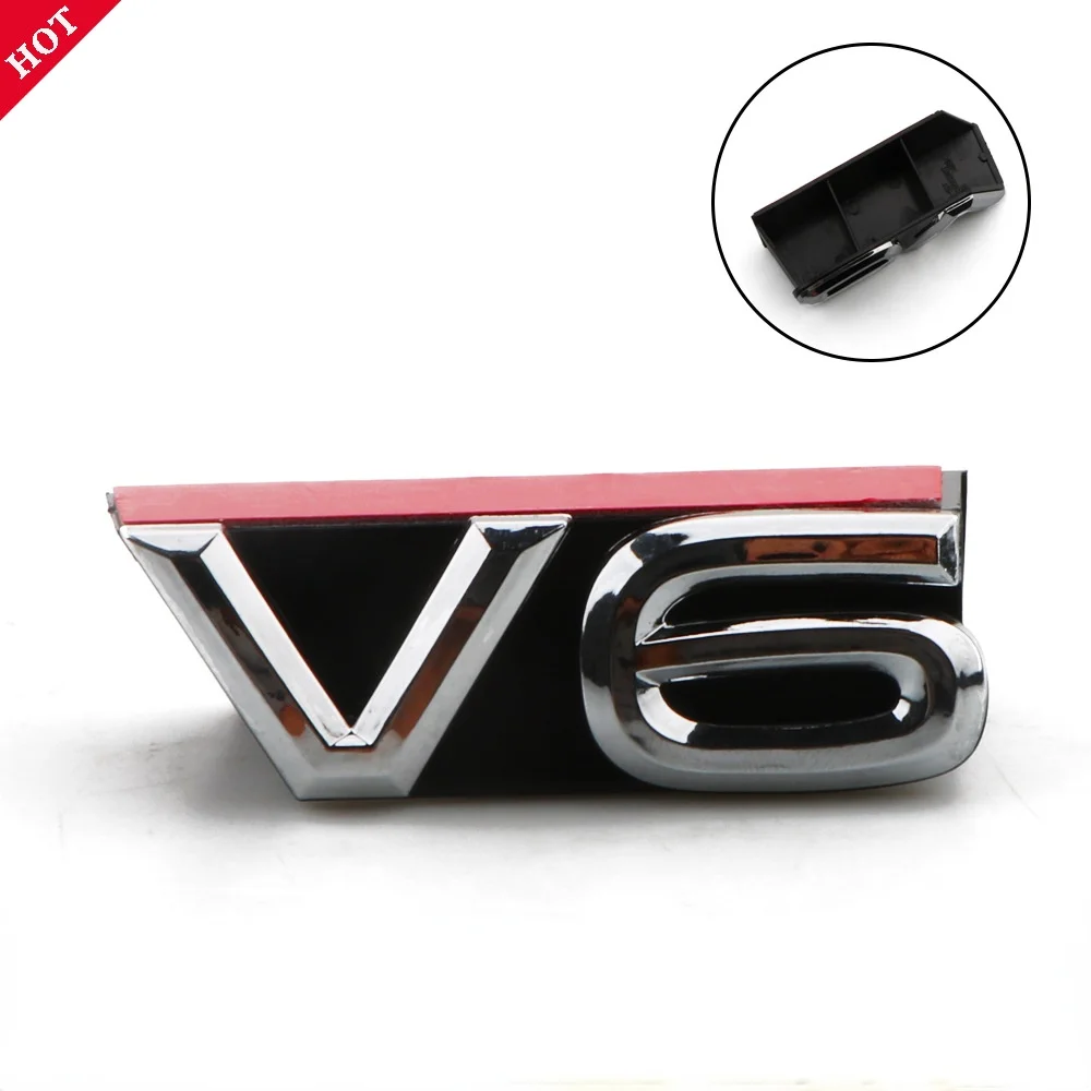 1 PCS Auto 3D Racing Grille  V6 Emblem For Volkswagen TERAMONT PHIDEON ARTEON TOUAREG TIGUANL VW Accessories Car Grill Sticker