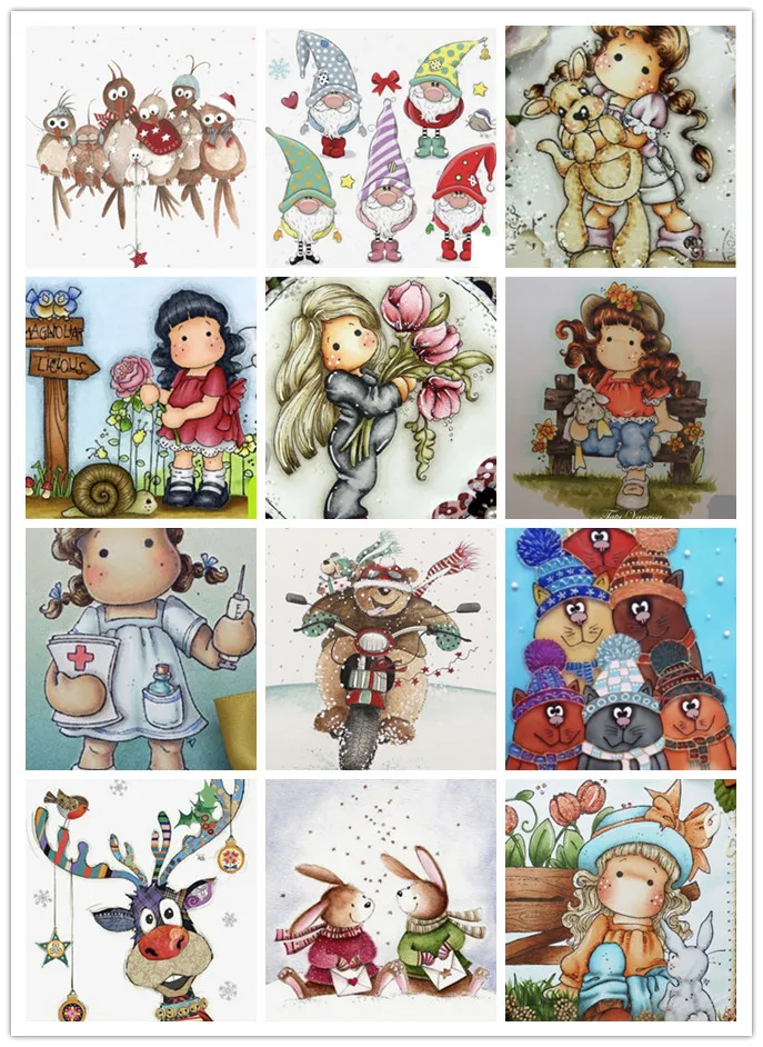 1802--1813 Girl and baby animal clear stamps and metal cutting dies Please contact me for photos