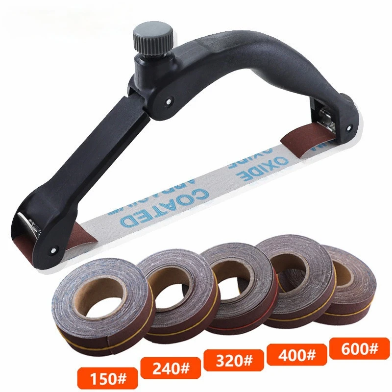 Hand-held Bow-shaped Sandpaper Holder Sanding Belt Holder Sanding Belt Roll Set Small Manual Grinding and Polishing Tool