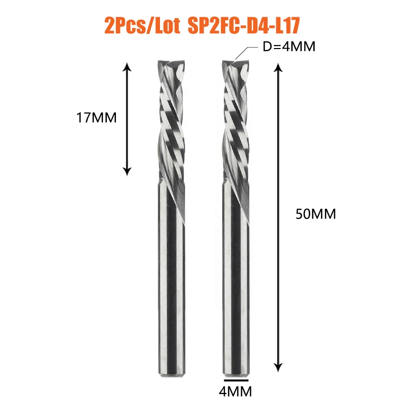 Dreanique 2 stks/partij CNC Twee Spiraal Fluiten Compressie End Mill Houtwerk UP & DOWN Carbide Frees Tool Router bit