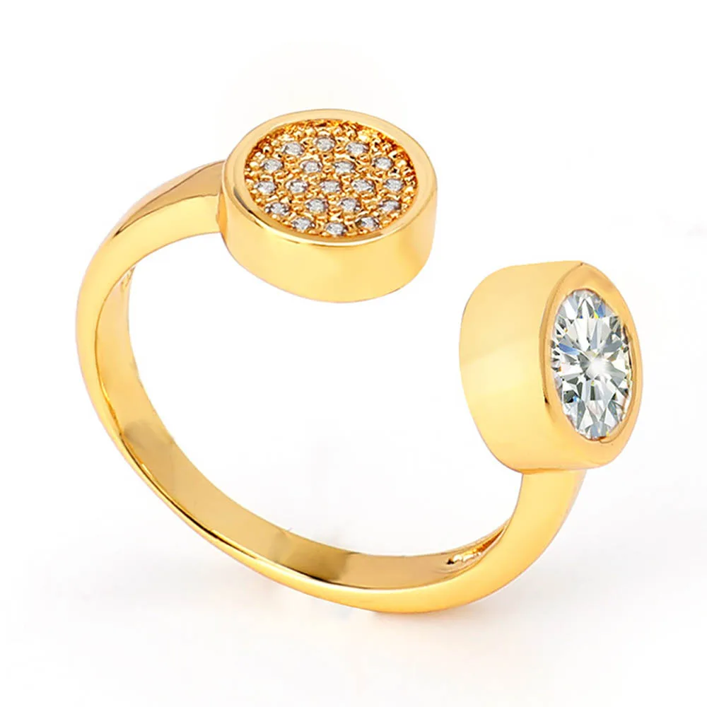 VAROLE Double Circle With Cubic Zirconia Rings For Women Gold Color Fashion Jewelry Bague Anillo Jewellery