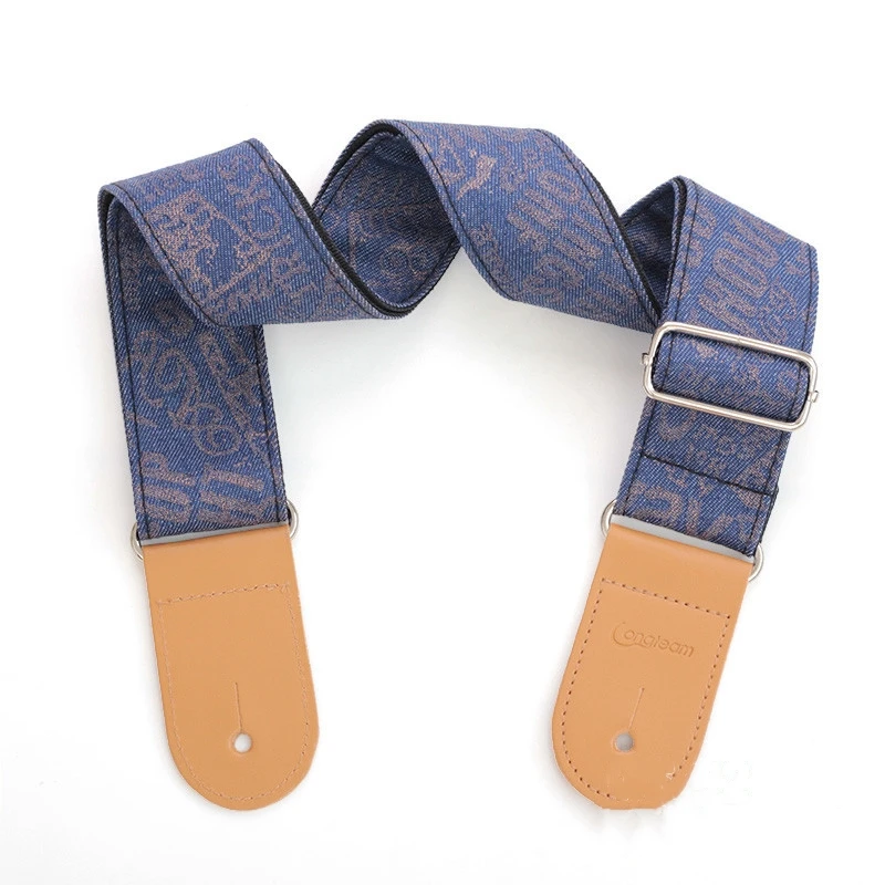 Guitar Strap Widen Thicken Folk-Custom Eletric Acoustic Guitarra Ukulele Bass Accessories Parts Denim Letter