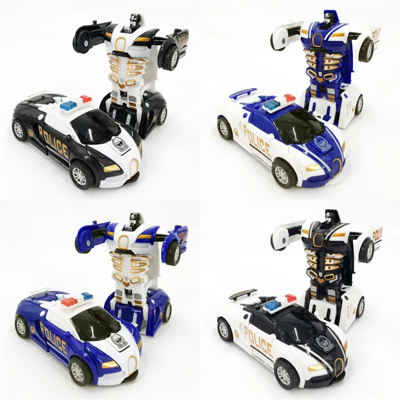 One-key Automatic Transform Robot Car Model Toy For Boys Children Plastic Funny Action Figures Deformation Vehicles Car Kid