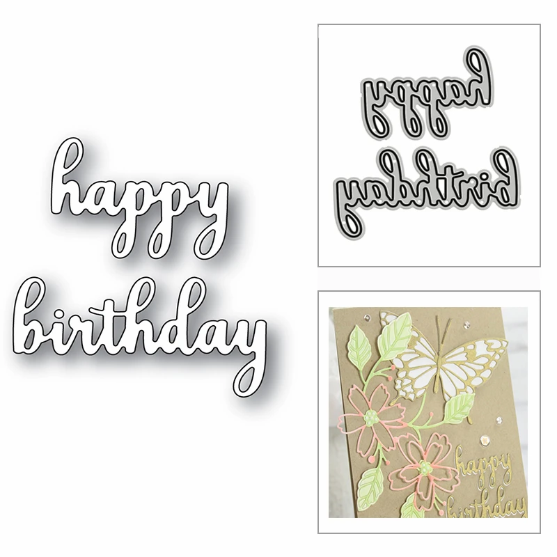 2022 nuovo arrivo metallo buon compleanno frase parola lettera taglio muore per Scrapbooking biglietto di auguri fare stencil artigianato di carta