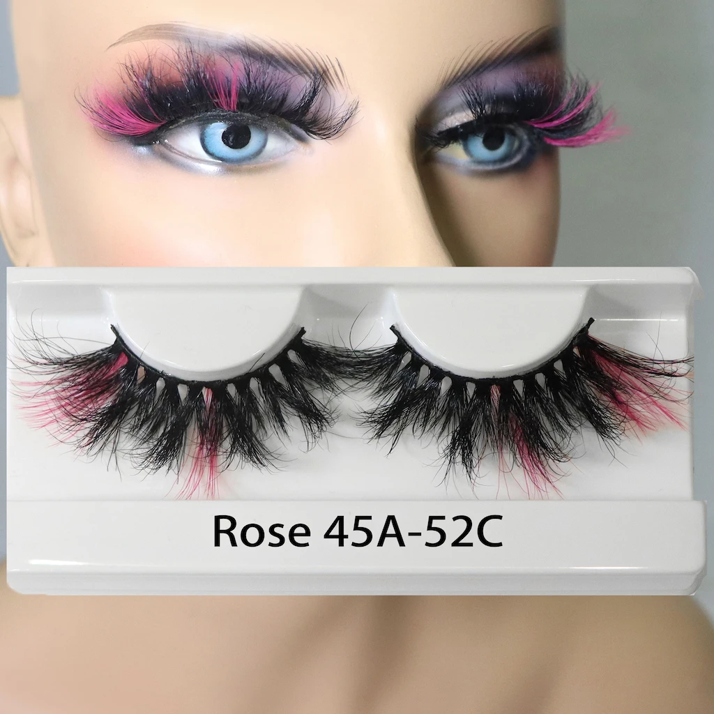 3D Mixed Color Mink Lashes Wholesale Beauty Natural Individual Eyelashes Fluffy Lash Extension mix pink blue dramatic lash