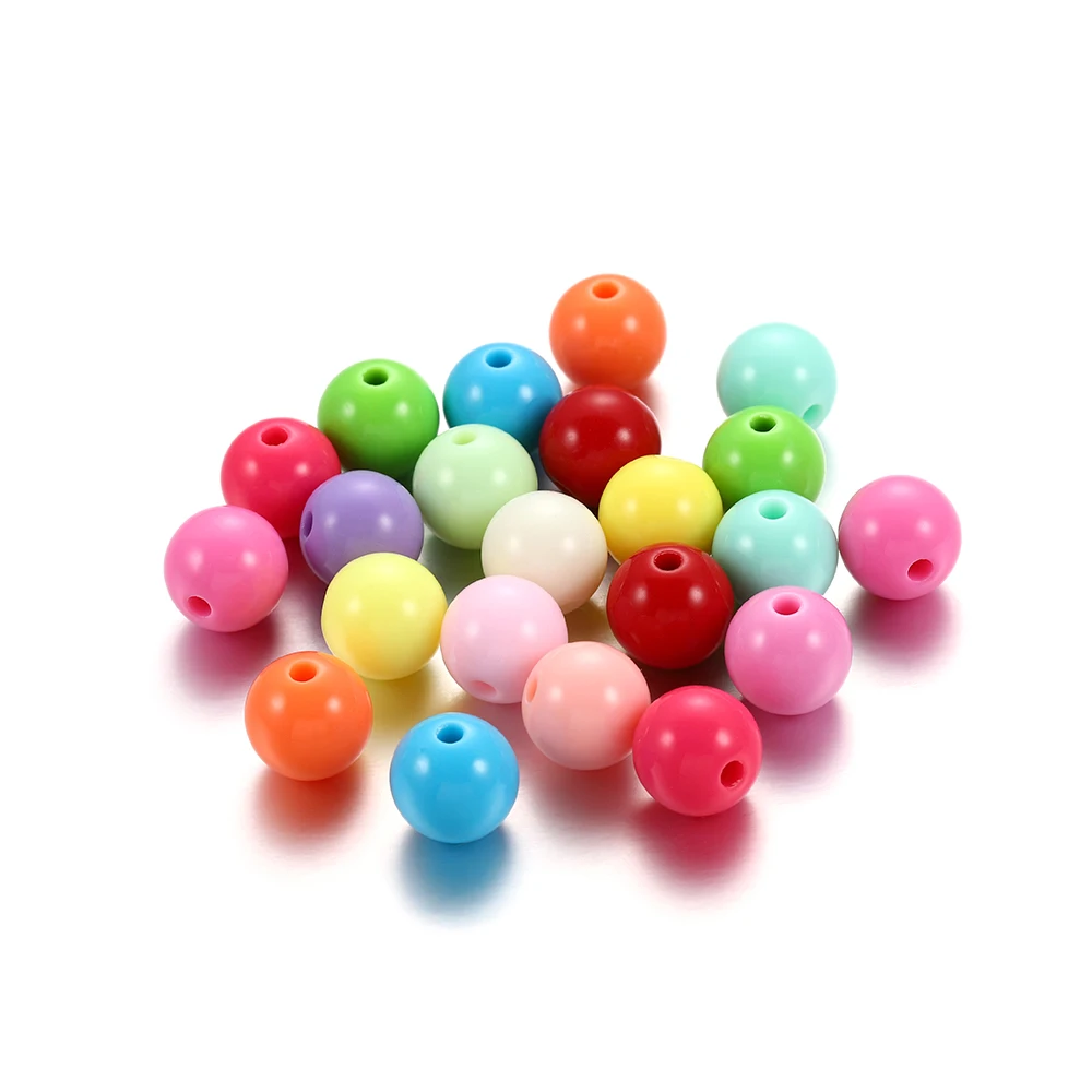 10-50pcs 6-20mm Acrylic Round Beads Candy Color Loose Spacer Bead Handcraft For DIY Jewelry Making Finding Supplies Accessories