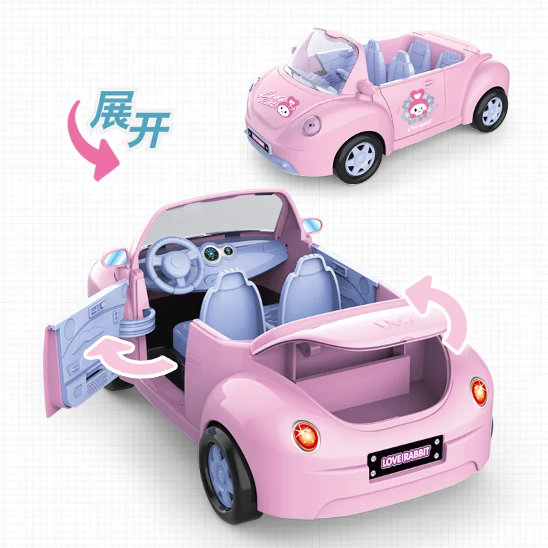 1/12 Simulation Picnic Car Motorcycle Play House Toy Convertible Sliding Car Rabbit Family Package Toy For Girls Birthday Gifts