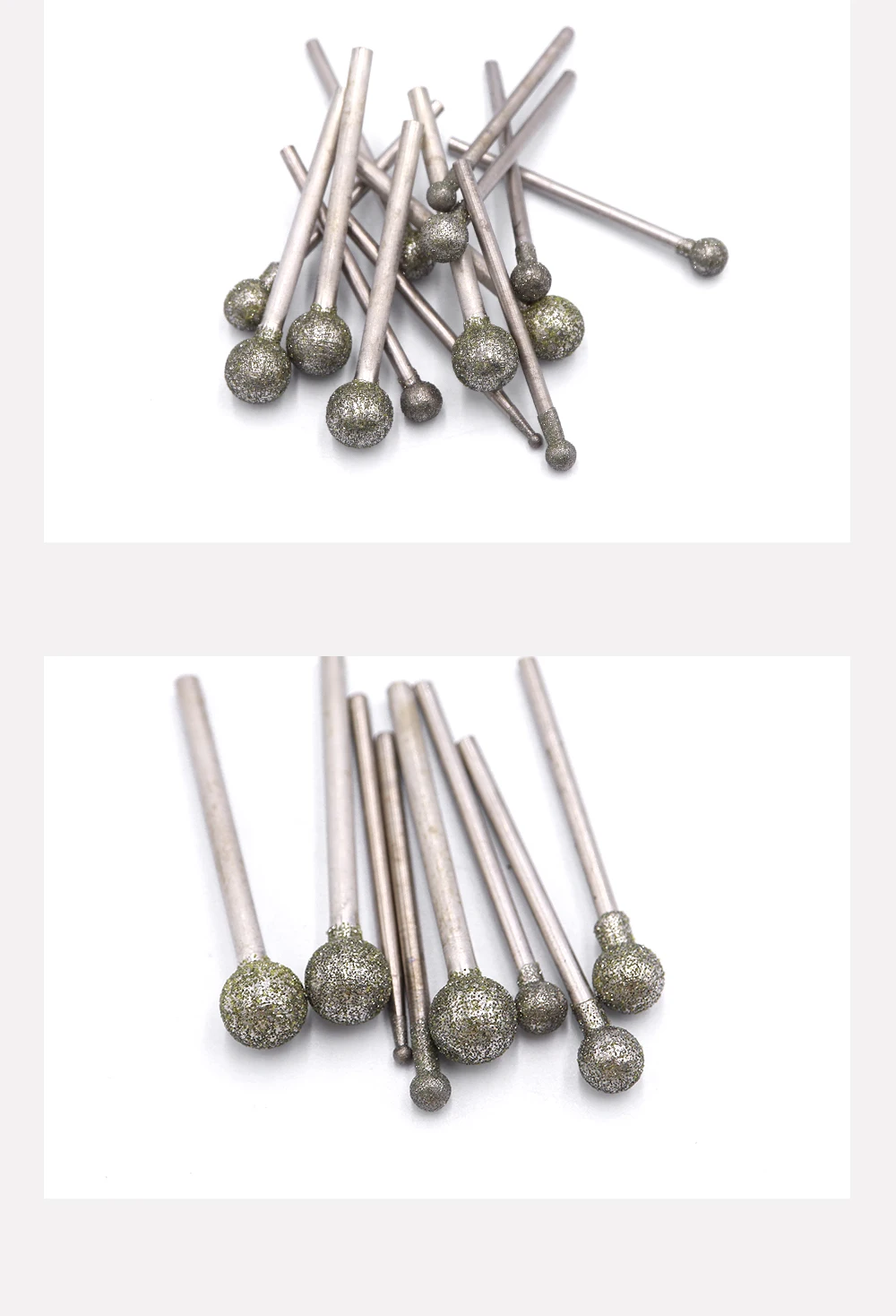 Reilyn 20 Stück kugelförmige Diamantschleifköpfe 2,35 mm 120 # Grobes Grit für Jade-Polier-, Form- und Schleifwerkzeuge – Detail 8