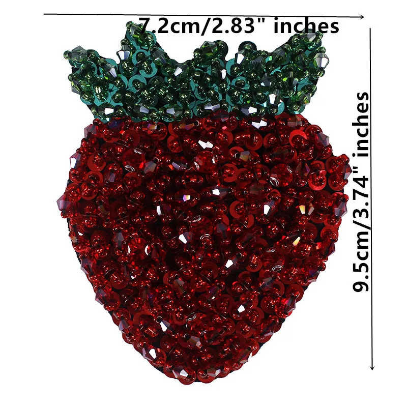 Handmade Rhinestone Beaded Crystal Patch for Clothing, Applique Embroidery, Strawberry, Peach, Banana, Kiwi Fruit, Scrapbooking