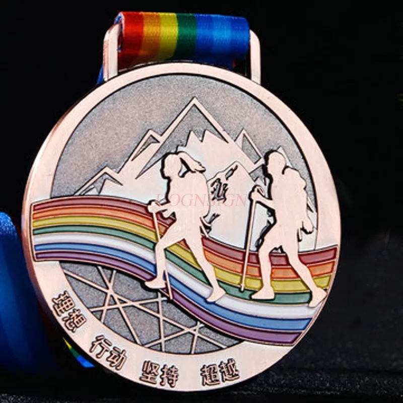 Médaille de montagne et de Cross Country, dorée, commémorative, en métal, pour les activités de Trekking, de Marathon et de sport