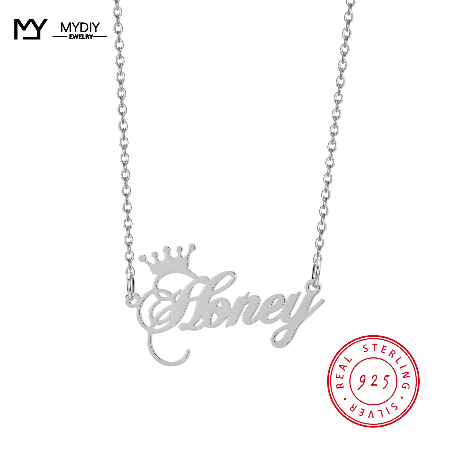 925 Sterling Silver Custom Name Neckalce Crown Pendant Jewelry Gift Personalised Naamketting Collar Inicial Dropshipping