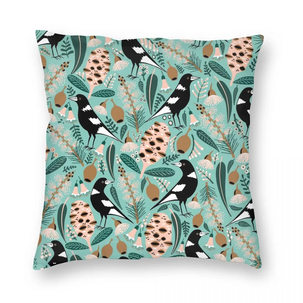 

Australian Bush Magpies Pillowcase Polyester Linen Velvet Creative Zip Decor Throw Pillow Case Bed Cushion Cover