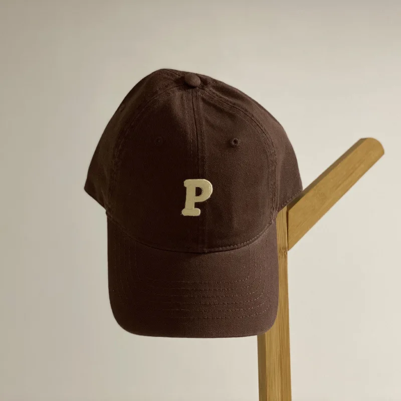 W40 Baseball Cap Men And Women Korean Letter P Soft Top Cap Cotton Sports Hat