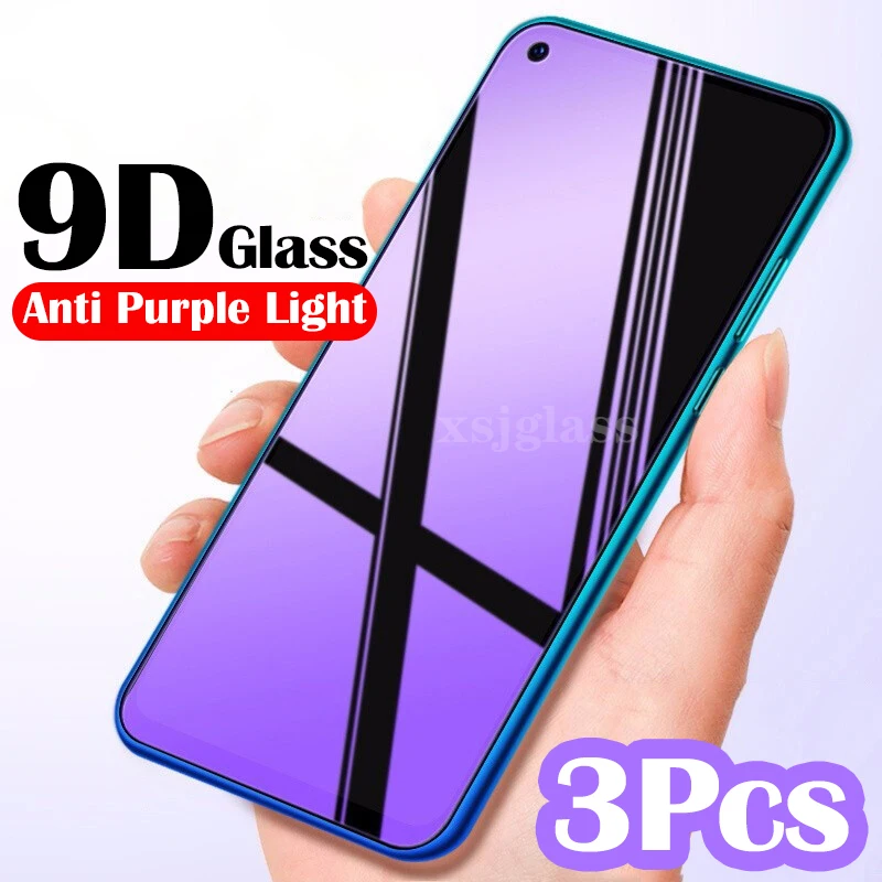 3Pcs Anti Blue Ray Light Tempered Glass For POCO C65 M3 X3 Pro NFC Redmi Note 10 9 S 8 7 Pro T 13C 12C 10C Anti Blue Glass