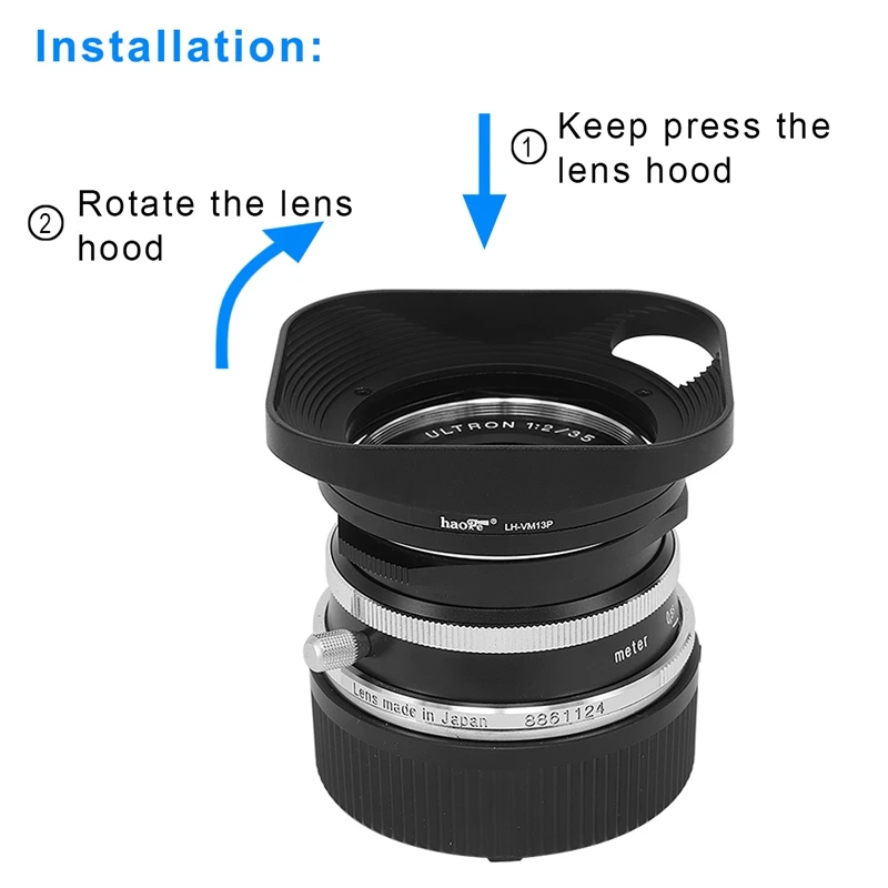 Haoge Bayonet Square Metal Lens Hood Shade with Hollow Out Designed for Voigtlander ULTRON 28mm f2 Type I & II VM Lens