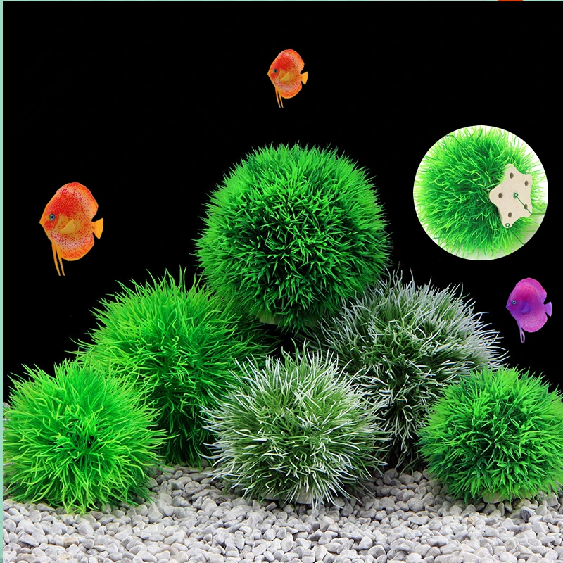 Aquarium Water Grass Ball Decoration Moss Ball Artificial Fake Plants Landscape Waterweed for Fish Tank Decor