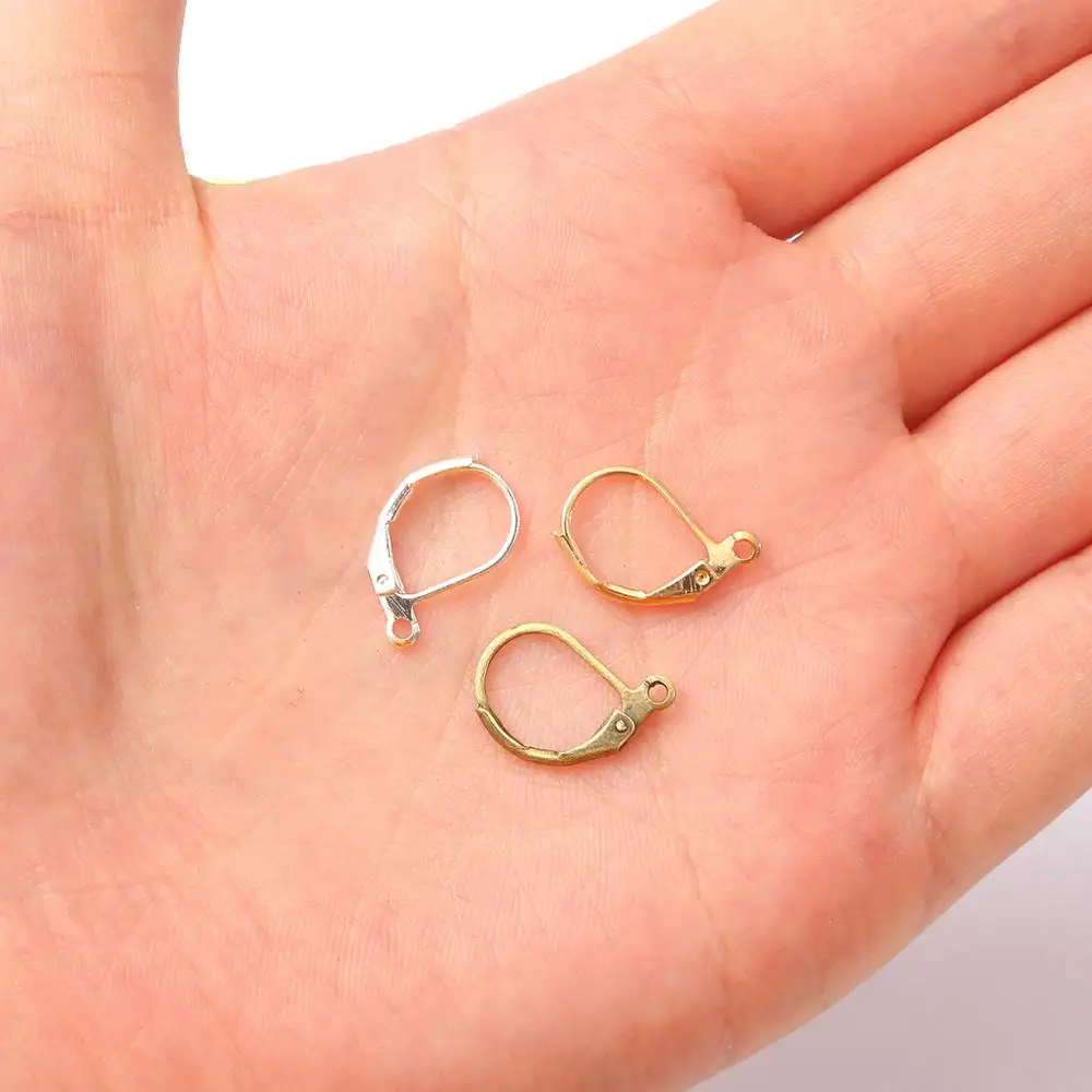 10pcs Gold RhodiumBronze Color Brass French Earring Hooks Wire Settings Base DIY Jewelry Making Findings Supplies