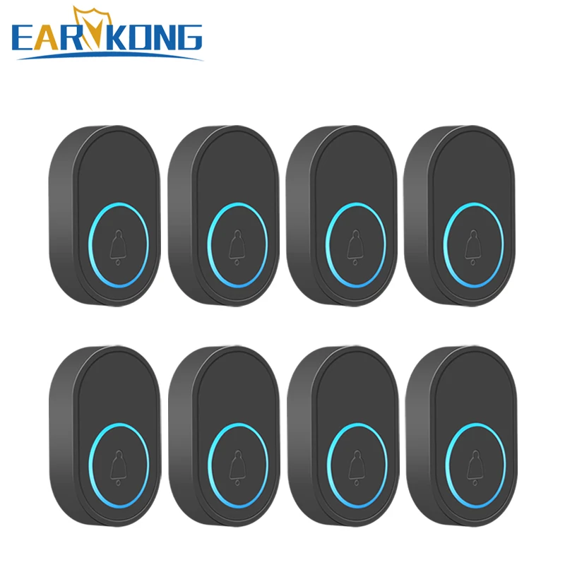 433MHz Wireless Doorbell Button SOS Electricity Panic Button One-key alarm Black Color Double-sided tape installation