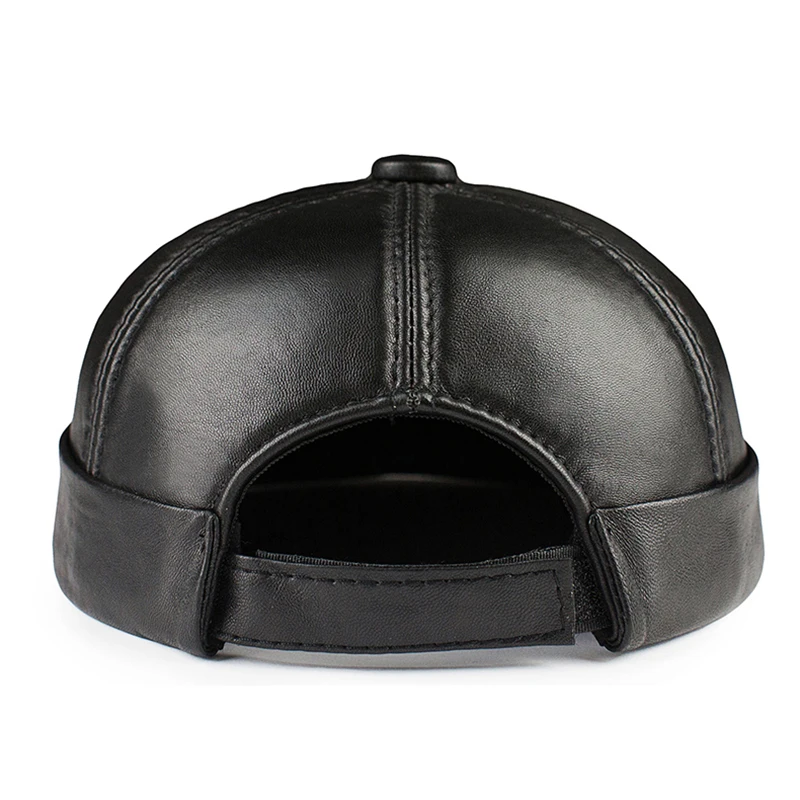 Real Leather Retro Hat Casual Landlord Chinese-Style Hat Sheepskin Cap Thin Round Caps Fashion Winter And Autumn Luxury Hats