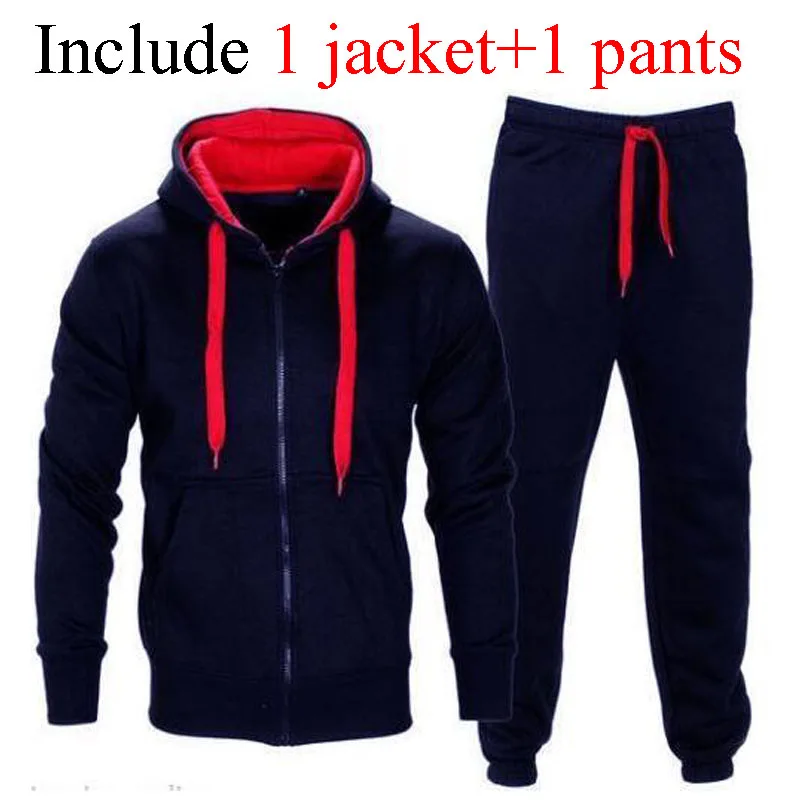 Hommes casual sweats à capuche ensembles couleur unie veste + pantalon 2 pièces survêtement hommes ensemble de vêtements de sport sweat à capuche et pantalon survêtement MY180