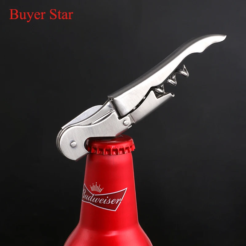 1pcs MultiFunction Red Wine opener Stainless Steel Wine Corkscrew Gold Beer Bottle Can Opener Homehold Kitchen utensil Bar Tools