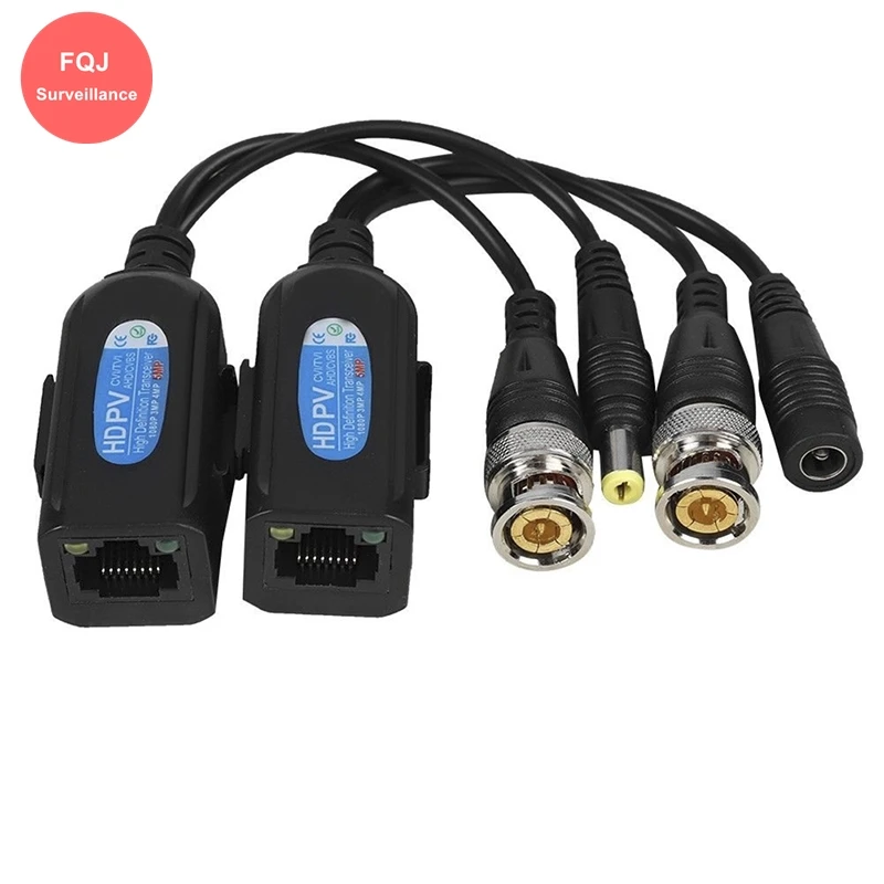 

2Pairs 8MP Passive Video Balun Power Video DC BNC Transfer to RJ45 Converter Transmitter for 2MP 5MP 8MP AHD Cameras